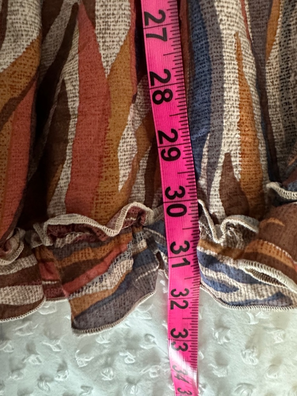 Robbie Bee Cottagecore Boho Coastal Retro Rust Multicolor Wave Print Dress SzL - Picture 9 of 9